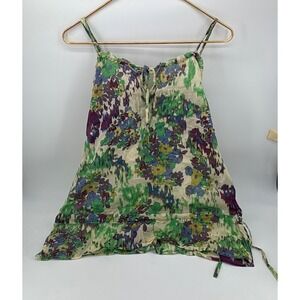 Vintage Moda International Womens‎ Tank Top Size M Green Purple Cream Y2K